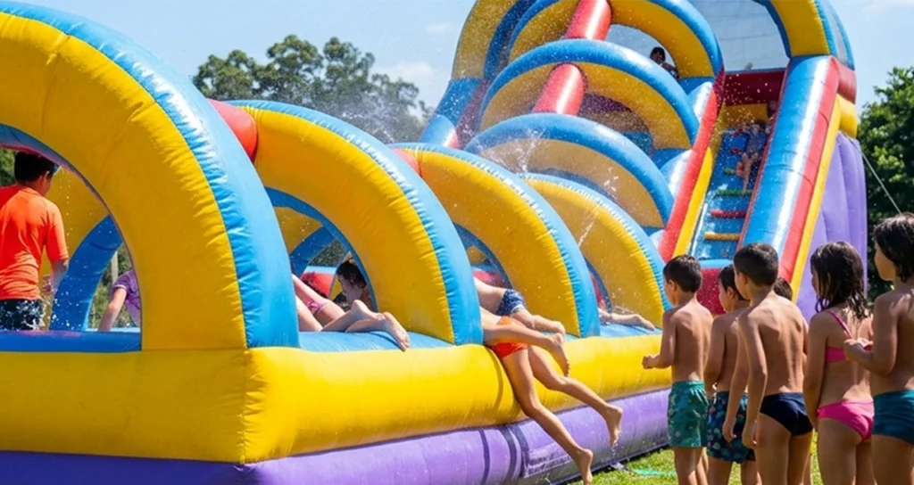 Hinchable acuático para fiestas del agua y fiestas de la espuma en Galicia